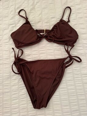Target Women's Dark Brown Tie-Side Bikini Set XL/L